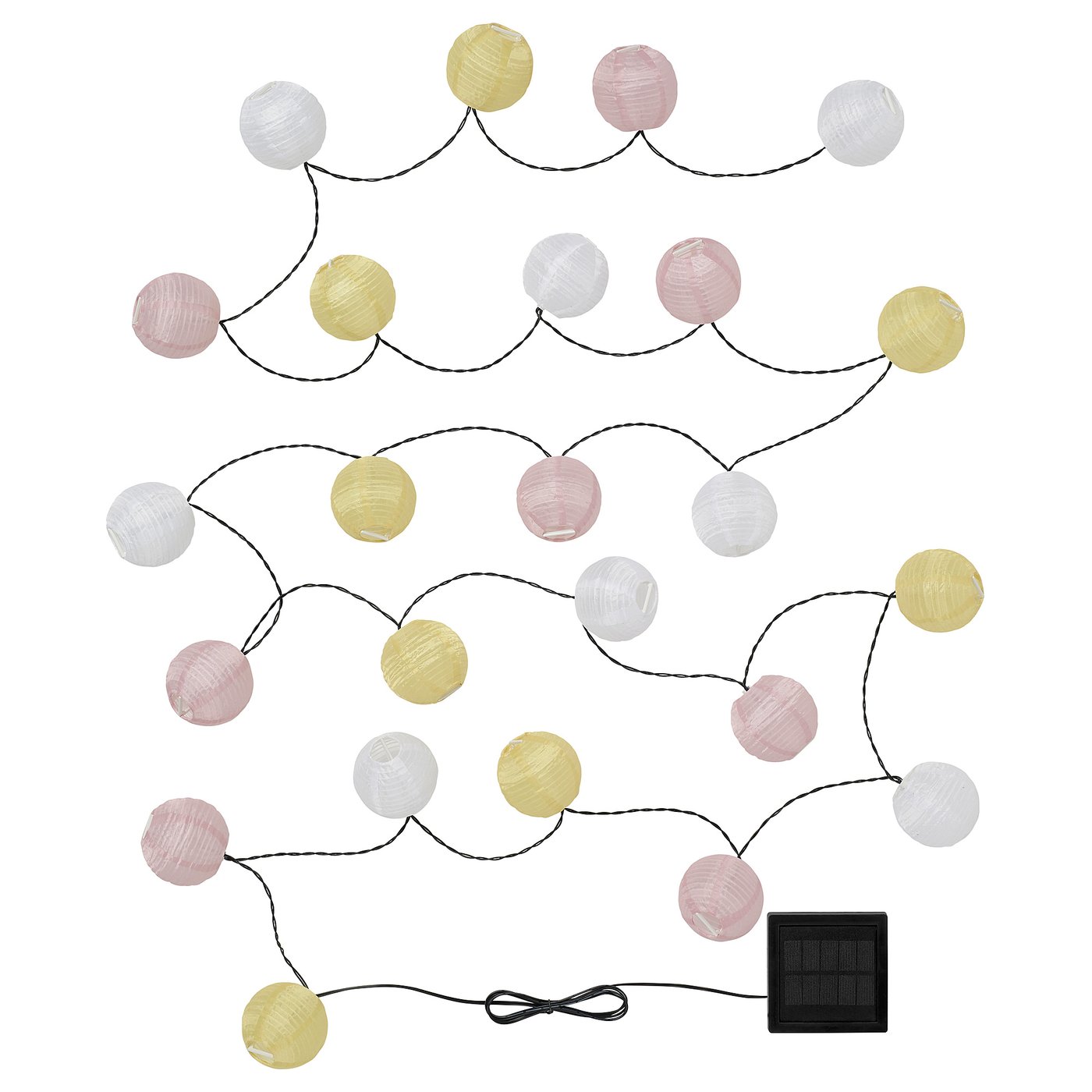 SOLVINDEN LED lighting chain with 24 lights, solar-powered globe/yellow pink, 7.0 m