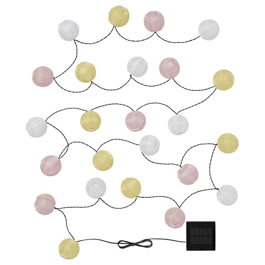 SOLVINDEN LED lighting chain with 24 lights, solar-powered globe/yellow pink, 7.0 m
