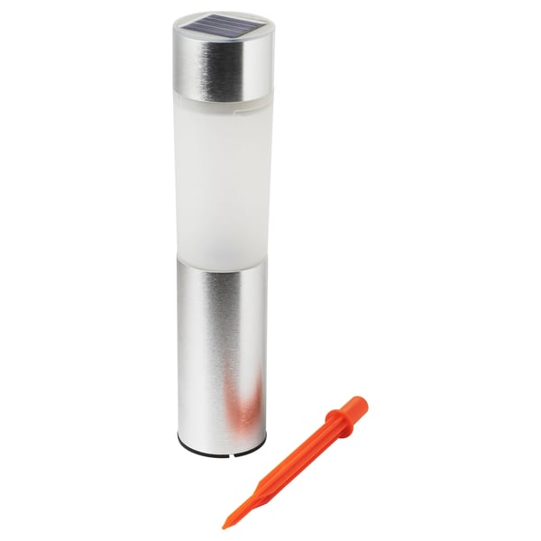 SOLVINDEN LED solar-powered lighting, cylinder/aluminium-colour, 6 cm