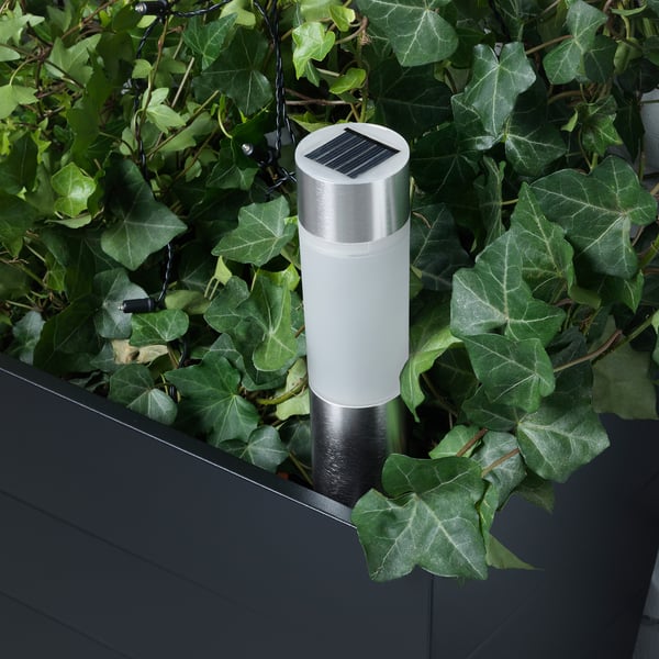 SOLVINDEN LED solar-powered lighting, cylinder/aluminium-colour, 6 cm