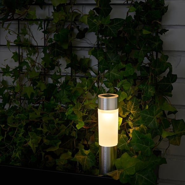 SOLVINDEN LED solar-powered lighting, cylinder/aluminium-colour, 6 cm