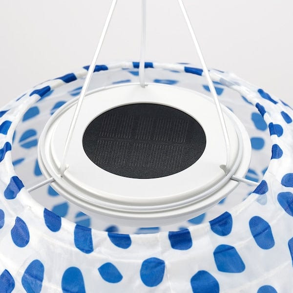 Ikea SOLVINDEN - Lampada a sospensione, a pois a energia solare/blu,43 cm