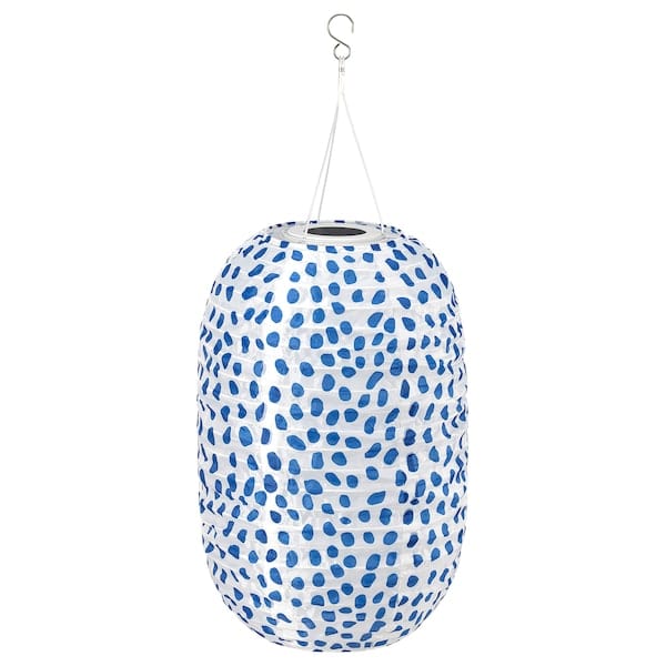 Ikea SOLVINDEN - Lampada a sospensione, a pois a energia solare/blu,43 cm