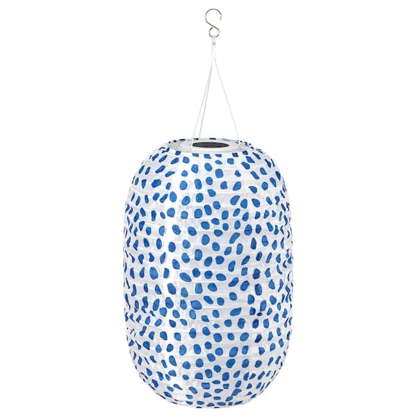 SOLVINDEN - Pendant lamp, spotted solar-powered/blue, 43 cm