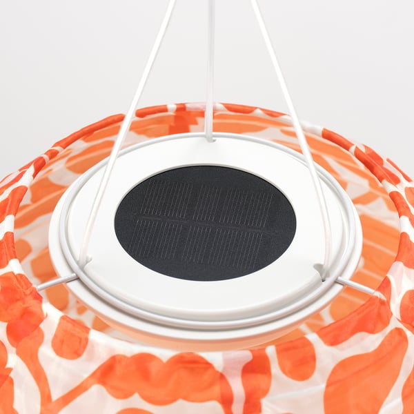SOLVINDEN - SOLVINDEN Pendant lamp, flower/solar-powered orange, 22 cm