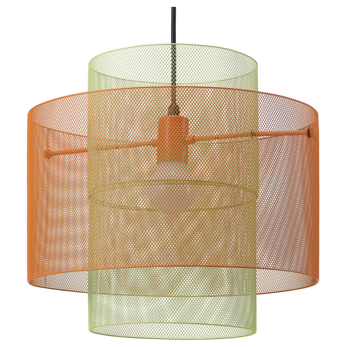 SOLVINDEN ceiling lamp, mesh orange/light green, 37 cm