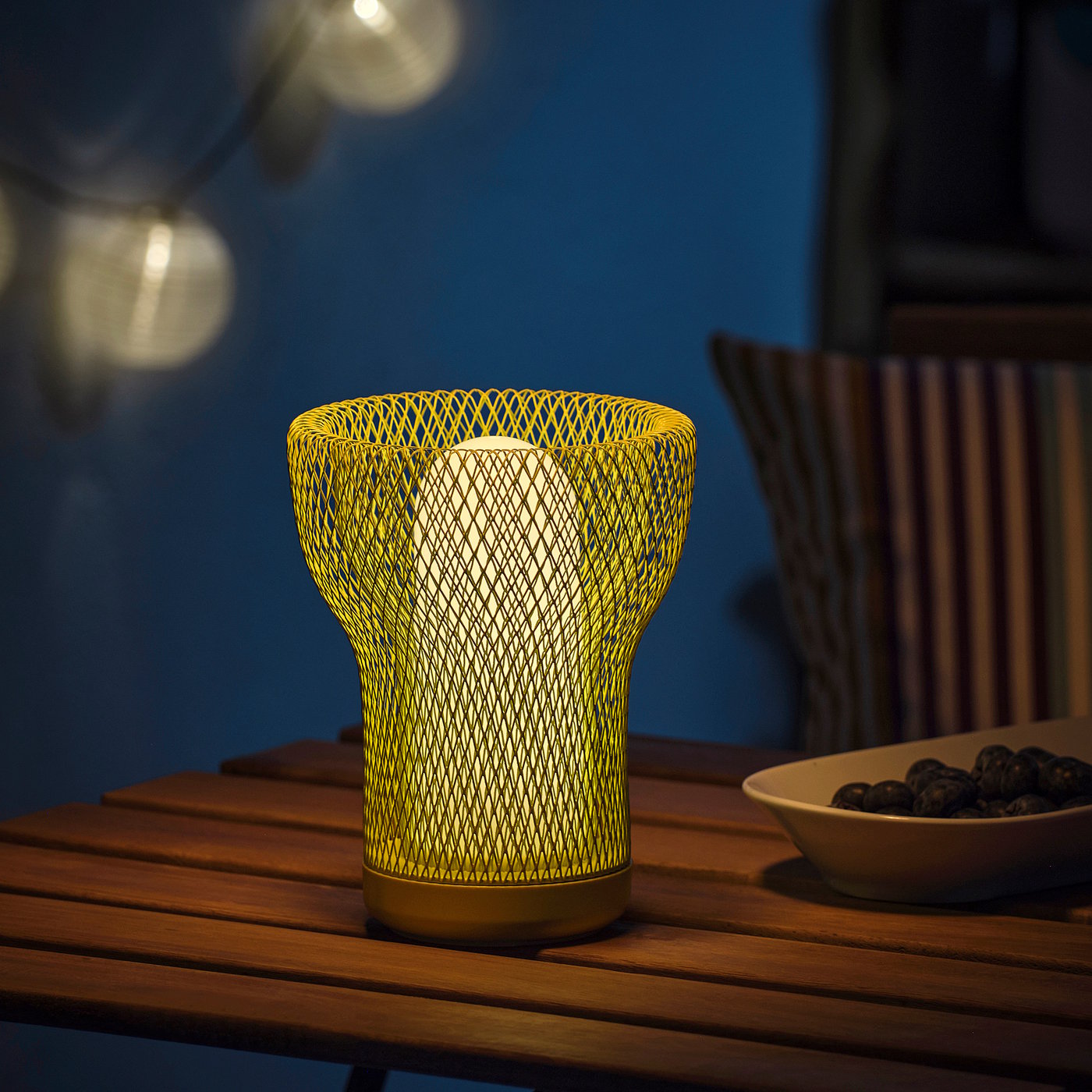 SOLVINDEN LED decorative table lamp, mesh battery-operated/outdoor light green, 14 cm
