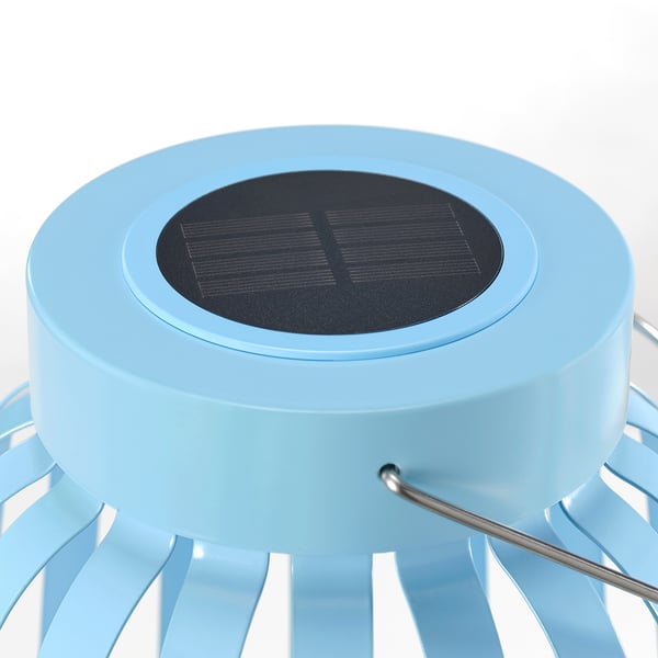 SOLVINDEN - SOLVINDEN LED solar-powered floor lamp, blue/stripe, 42 cm