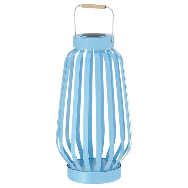 SOLVINDEN - SOLVINDEN LED solar-powered floor lamp, blue/stripe, 42 cm