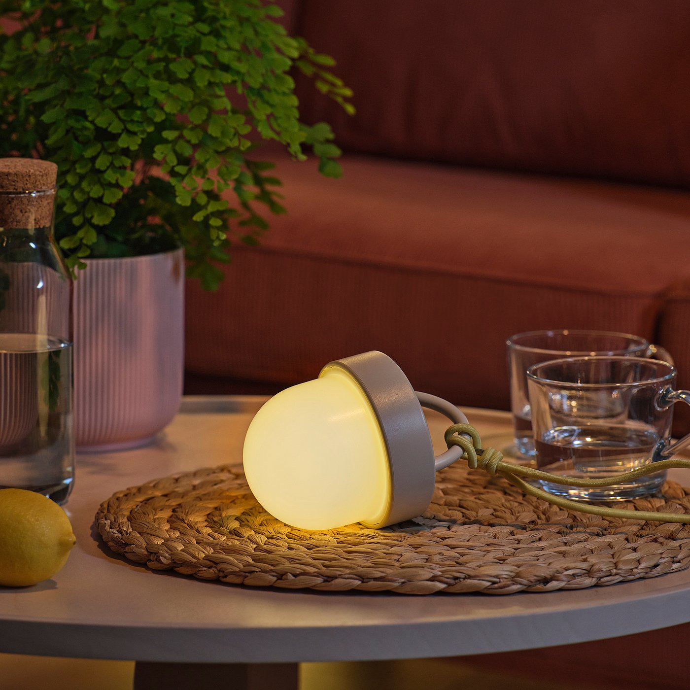 SOLVINDEN LED solar-powered pendant lamp, solar-powered outdoor/beige, 10 cm