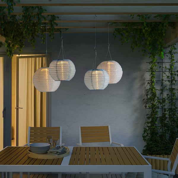 SOLVINDEN - SOLVINDEN LED solar-powered pendant lamp, outdoor/globe light blue, 22 cm
