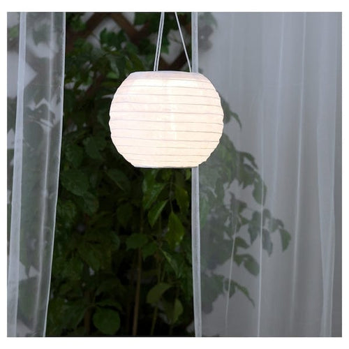 SOLVINDEN - LED solar-powered pendant lamp, outdoor/globe white, 22 cm