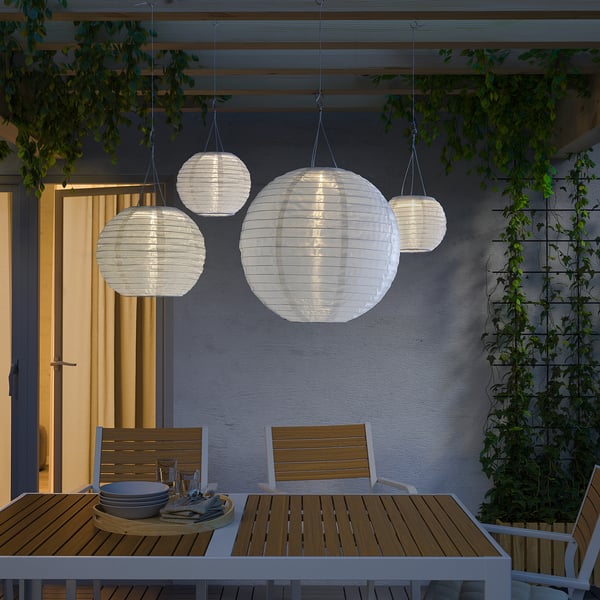 SOLVINDEN - SOLVINDEN LED solar-powered pendant lamp, outdoor/globe white, 45 cm