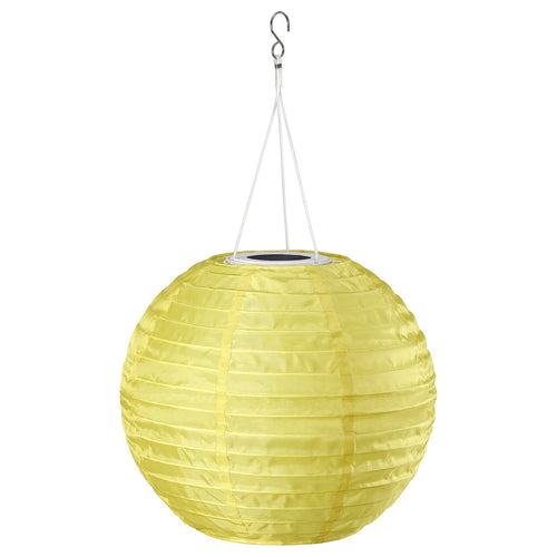 SOLVINDEN LED solar-powered pendant lamp, outdoor globe/yellow, 30 cm