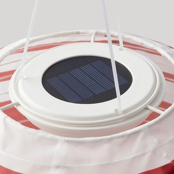 Ikea SOLVINDEN - Lampada sospensione LED energia sol, da esterno globo/rosso a righe,30 cm