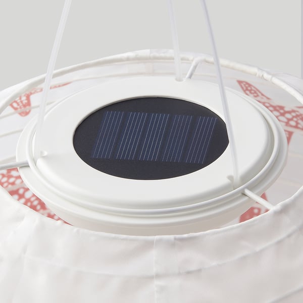SOLVINDEN - SOLVINDEN LED solar-powered pendant lamp, outdoor globe/red star, 30 cm