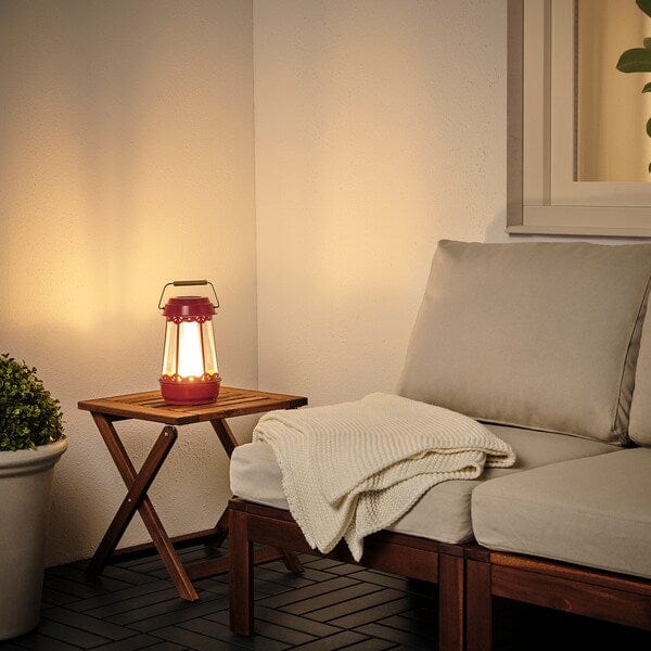 Ikea SOLVINDEN - Lampada tavolo LED energia solare, casa/rosso,25 cm