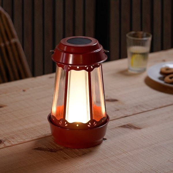 Ikea SOLVINDEN - Lampada tavolo LED energia solare, casa/rosso,25 cm