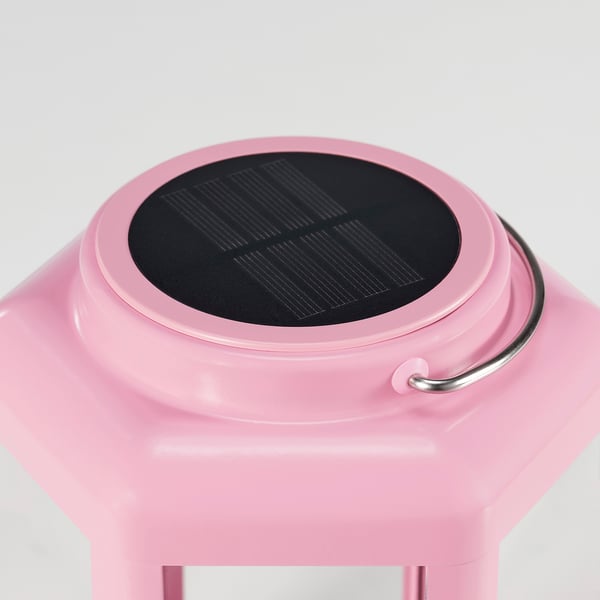 SOLVINDEN - SOLVINDEN LED solar-powered table lamp, lantern/pink, 17 cm