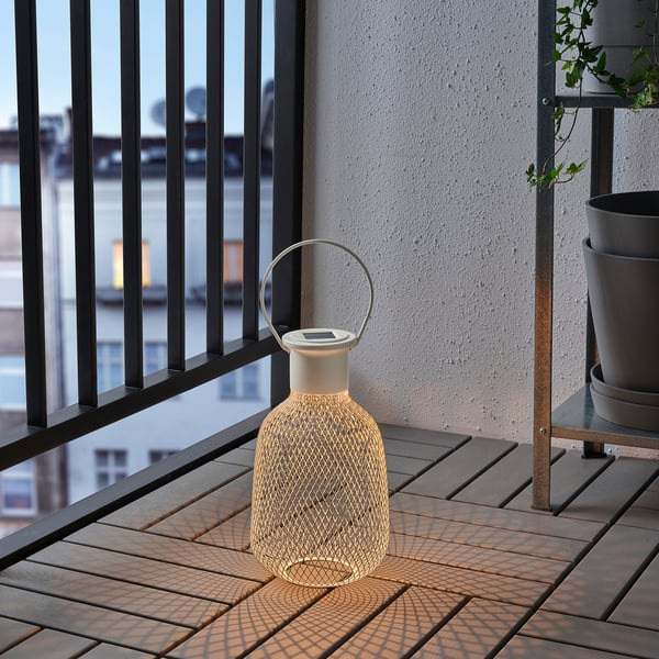 SOLVINDEN - SOLVINDEN LED solar-powered lantern, outdoor/mesh white, 29 cm