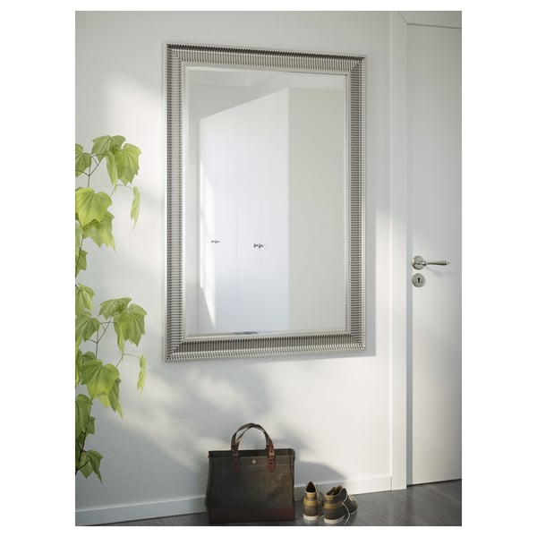 SONGE mirror, silver-colour, 91x130 cm