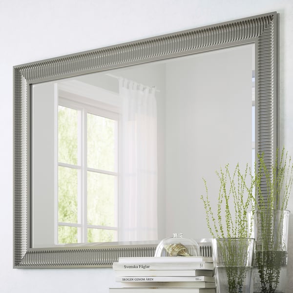 SONGE mirror, silver-colour, 91x130 cm