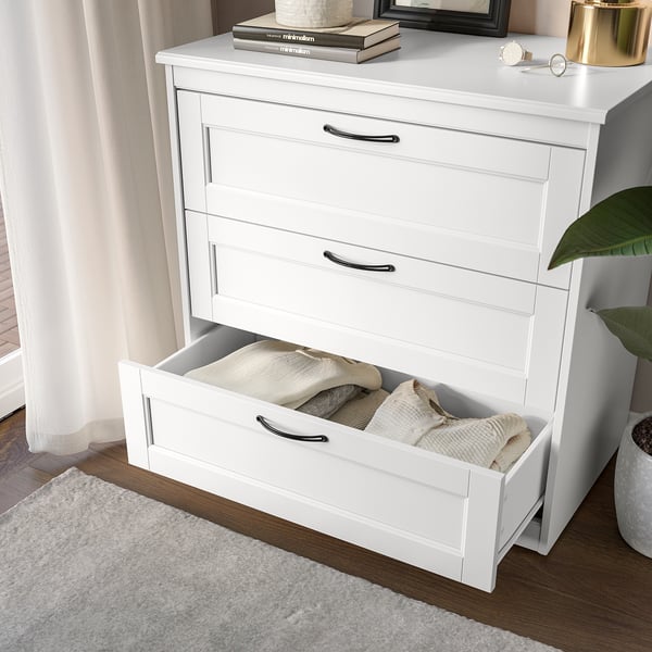 SONGESAND - Chest of 3 drawers, white, 82x81 cm