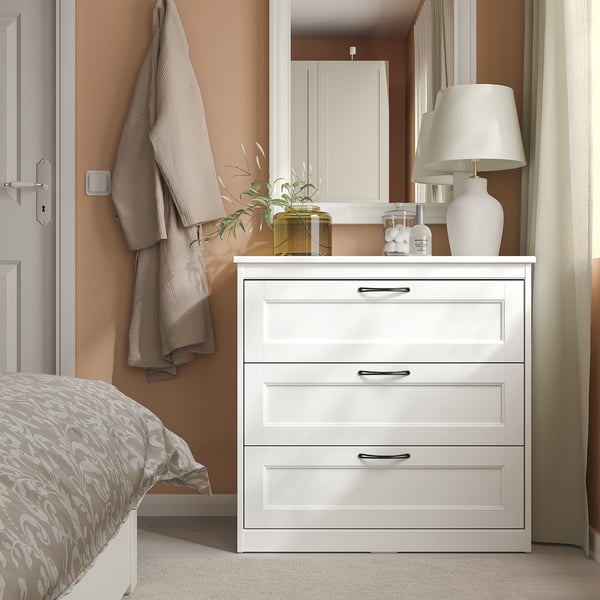 SONGESAND - Chest of 3 drawers, white, 82x81 cm