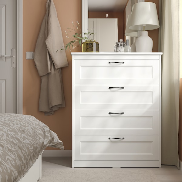 SONGESAND - Chest of 4 drawers, white, 82x104 cm