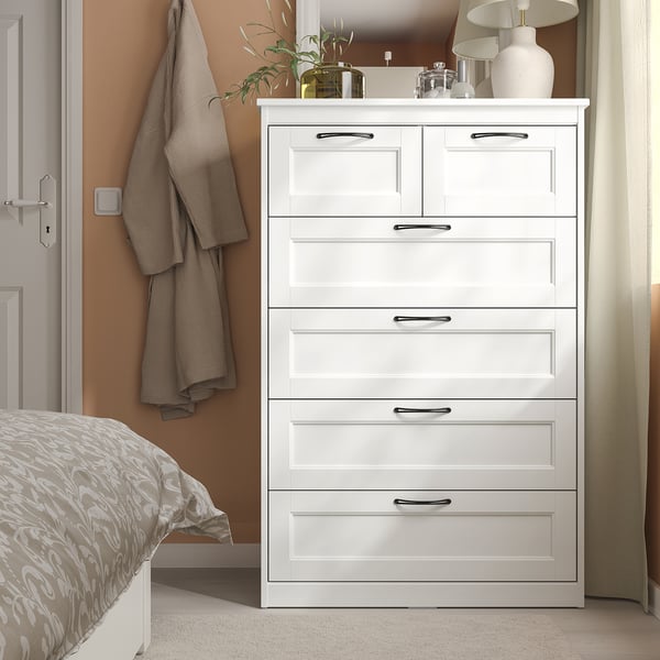 SONGESAND chest of 6 drawers, white, 82x126 cm