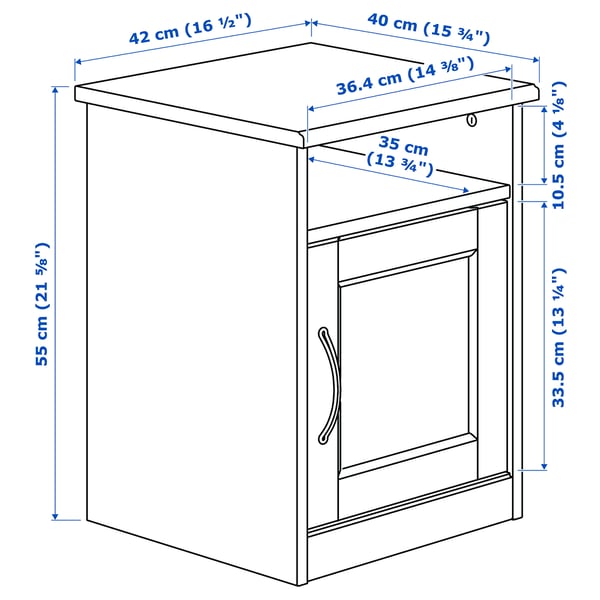 SONGESAND bedside table, white, 42x40 cm