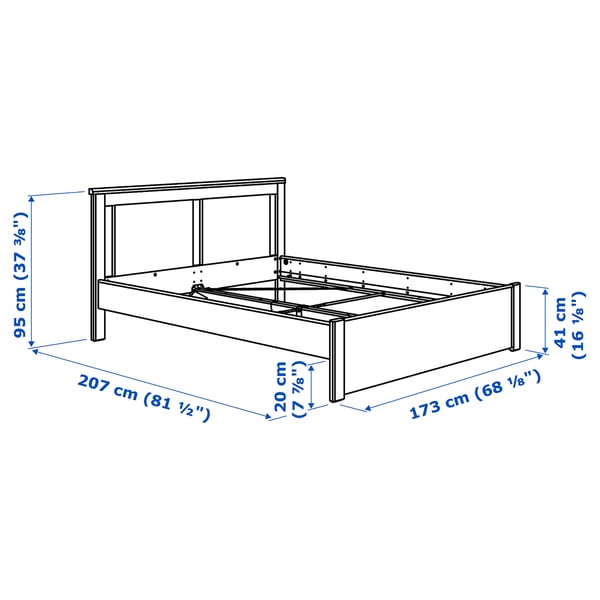 SONGESAND bed frame, white/Lindbåden, 160x200 cm