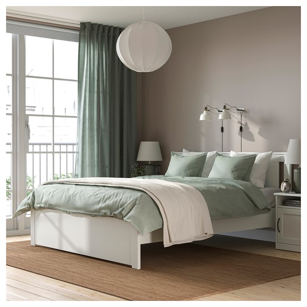 SONGESAND Bed Frame, white/Lindbåden, 160x200 cmShow measurement specifications ,