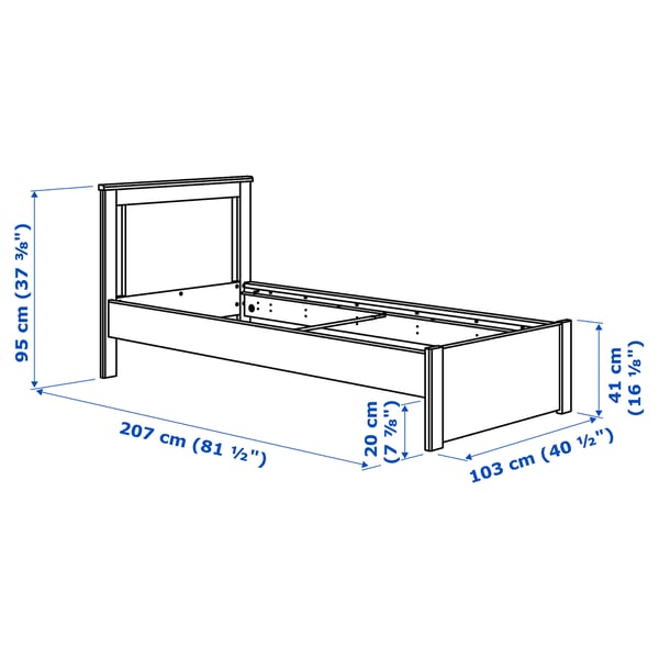 SONGESAND bed frame, white/Luröy, 90x200 cm