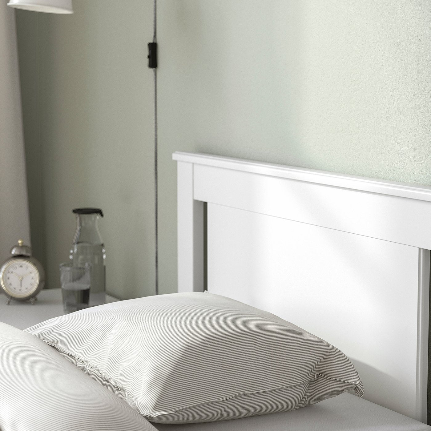 SONGESAND bed frame with 2 storage boxes, white/Lillhällan, 90x200 cm