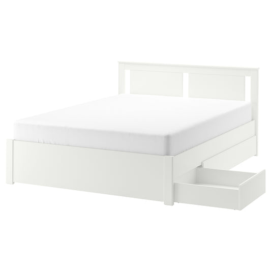 SONGESAND bed frame with 2 storage boxes, white, 160x200 cm