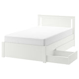 SONGESAND bed frame with 2 storage boxes, white, 120x200 cm