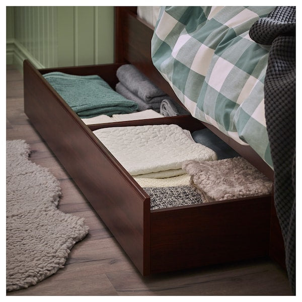 SONGESAND - Bed frame with 2 containers, brown,140x200 cm