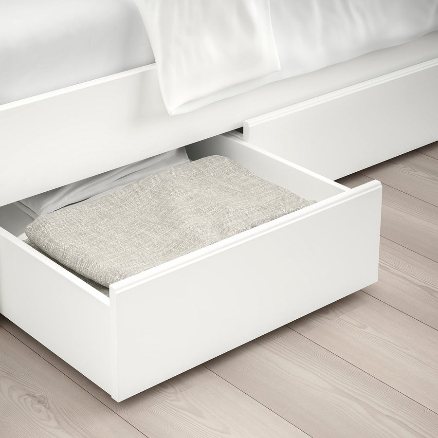 SONGESAND bed frame with 4 storage boxes, white/Lillhällan, 160x200 cm