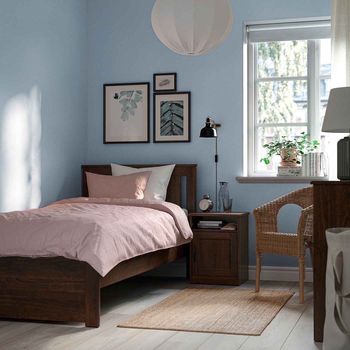 SONGESAND bed frame, brown/Lillhällan, 90x200 cm