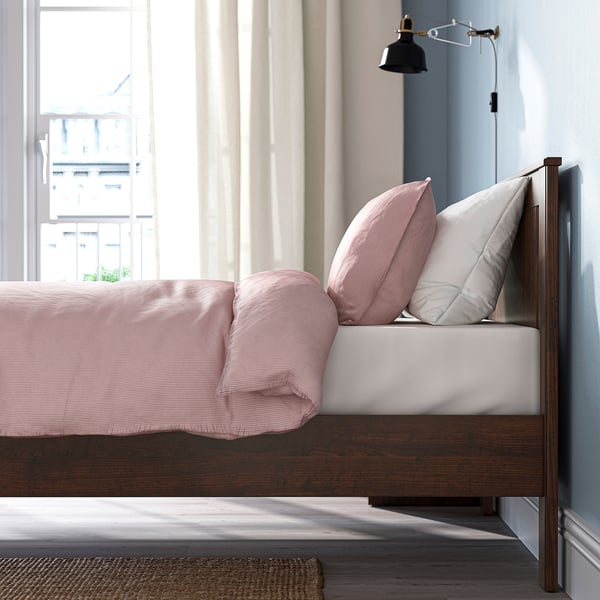 SONGESAND bed frame, brown/Lindbåden, 90x200 cm