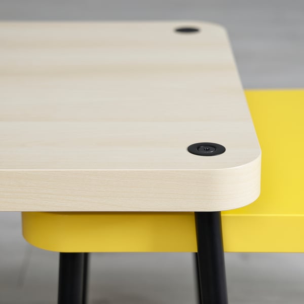 SONHULT nest of tables, set of 2, yellow/birch effect