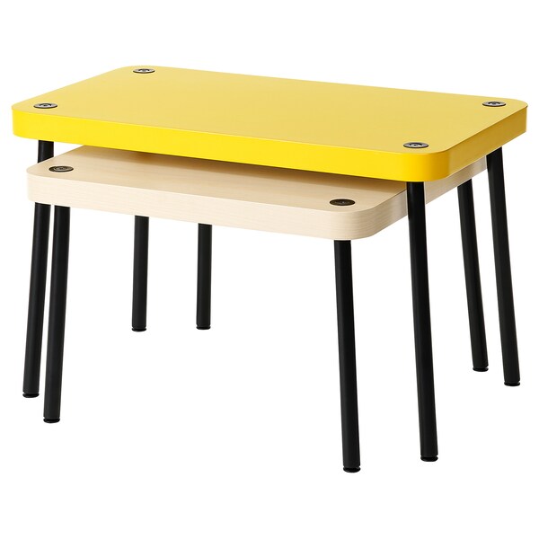 SONHULT - Nest of tables, set of 2, yellow/birch effect