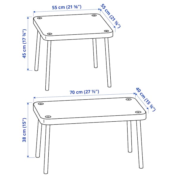 SONHULT - Nest of tables, set of 2, yellow/birch effect