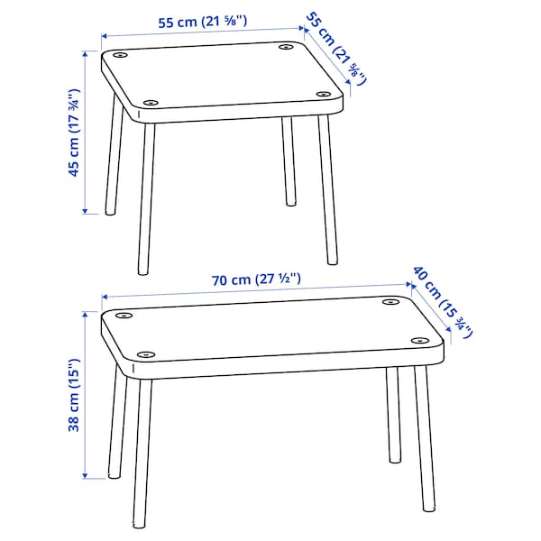 Ikea SONHULT - Nest of tables, set of 2, yellow/birch effect