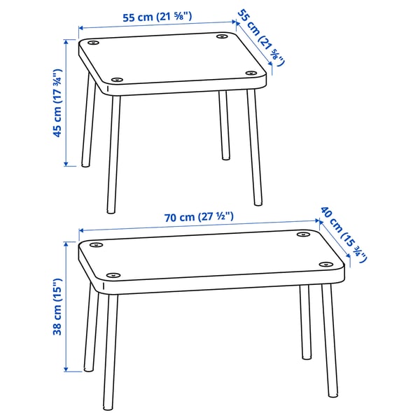 SONHULT nest of tables, set of 2, yellow/birch effect