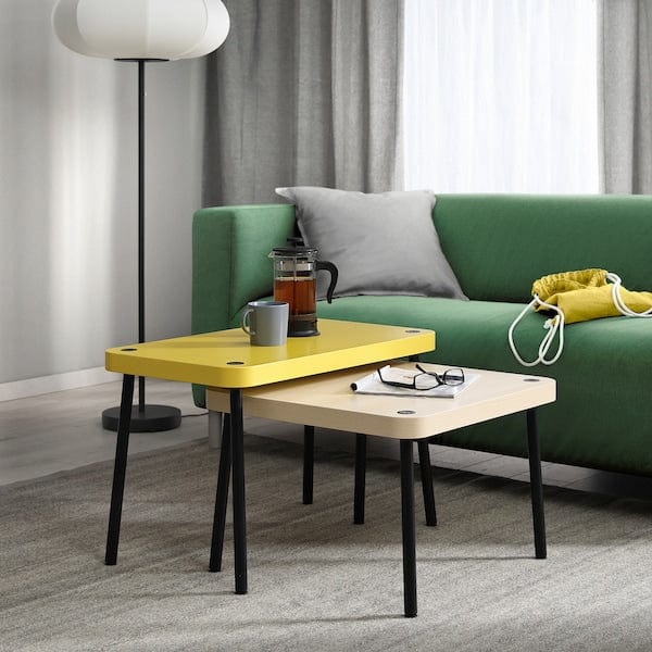 Ikea SONHULT - Nest of tables, set of 2, yellow/birch effect