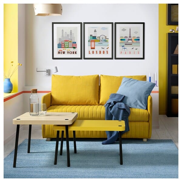 Ikea SONHULT - Nest of tables, set of 2, yellow/birch effect