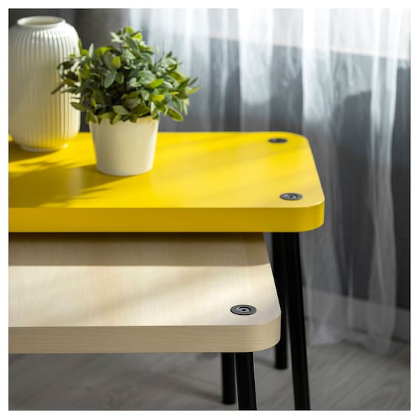 Ikea SONHULT - Nest of tables, set of 2, yellow/birch effect