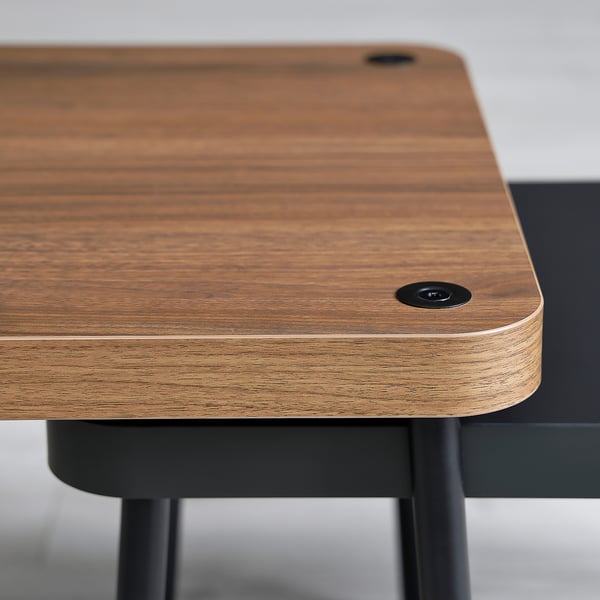 SONHULT nest of tables, set of 2, grey/walnut effect